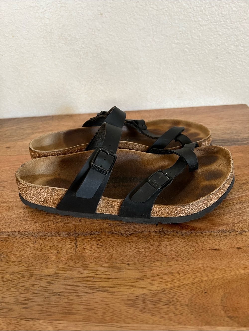 Birkenstock Mayari Birko-Flor Black Sandals Size 38 7-7.5 Regular fit